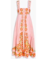 FARM Rio - Floral-Print Cotton-Gauze Midi Dress - Lyst