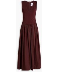 Esse Studios - Gathered Stretch-Knit And Cotton-Poplin Maxi Dress - Lyst