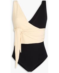 Lisa Marie Fernandez - Dree louise zweifarbiger badeanzug aus stretch-crêpe mit wickeleffekt - Lyst
