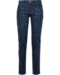 Just Cavalli Leopard-print Mid-rise Skinny Jeans Dark Denim - Blue