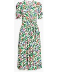 Diane von Furstenberg - Gathered Floral-print Midi Dress - Lyst