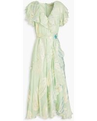 Temperley London - Clarisse Wrap-effect Fil Coupé Silk-blend Georgette Midi Dress - Lyst