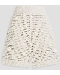 Brunello Cucinelli - Sequin-Embellished Open-Knit Cotton-Blend Shorts - Lyst