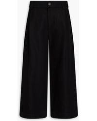 Vince - Cropped Cotton And Linen-blend Twill Wide Leg Pants - Lyst