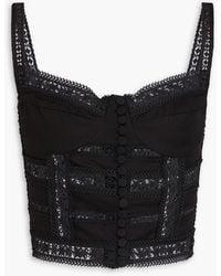 Charo Ruiz - Guipure Lace-trimmed Cotton-blend Poplin Bustier Top - Lyst