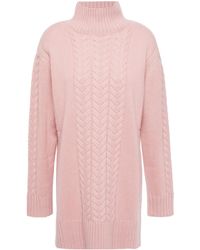 N.Peal Cashmere Cable-knit Cashmere Turtleneck Jumper - Pink