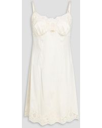 Dolce & Gabbana - Lace-Trimmed Silk-Blend Crepe De Chine Mini Dress - Lyst
