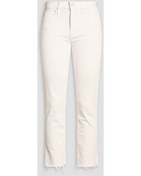 Mother - The Rascal Cropped Frayed High-Rise Straight-Leg Jeans - Lyst