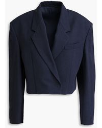 Brunello Cucinelli - Cropped Bead-embellished Twill Blazer - Lyst