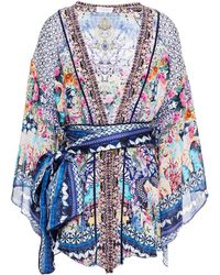 Camilla Embellished Printed Silk Crepe De Chine Kimono - White