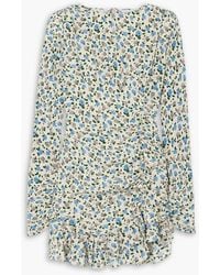 Alessandra Rich - Open-back Floral-print Silk Crepe De Chine Mini Dress - Lyst