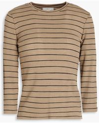 Vince - Striped Ribbed Cotton-jersey Top - Lyst