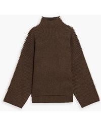 Rag & Bone - Ingrid Embroidered Ribbed Wool Turtleneck Sweater - Lyst