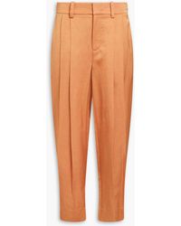 Vince - Cropped Pleated Woven Tapered Pants - Lyst