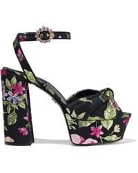 Dolce & Gabbana - Knotted Metallic Brocade Platform Sandals - Lyst