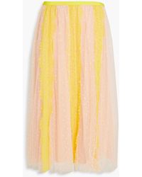 RED Valentino - Lace And Point D'esprit Midi Skirt - Lyst