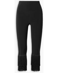 Norma Kamali - Cropped Fringed Stretch-jersey leggings - Lyst