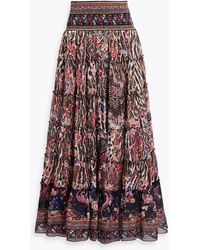 Camilla - Tiered Printed Silk Maxi Skirt - Lyst