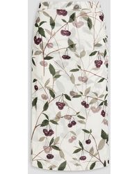 Stella McCartney - Ruched Printed Tulle Midi Pencil Skirt - Lyst