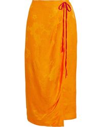 Rosie Assoulin - Bow-embellished Draped Floral-jacquard Midi Wrap Skirt - Lyst