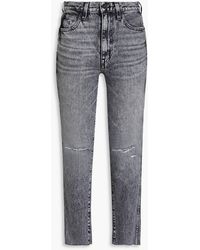 SLVRLAKE Denim - Hero Distressed High-rise Straight-leg Jeans - Lyst