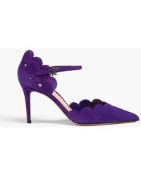 Gianvito Rossi - Ariana D'Orsay 85 Scalloped Suede Pumps - Lyst