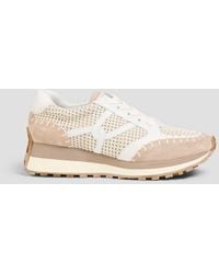 Veronica Beard - Valentina Crochet, Leather And Suede Sneakers - Lyst