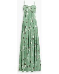Valentino Garavani - Bow-detailed Floral-print Silk-satin Crepe Maxi Dress - Lyst