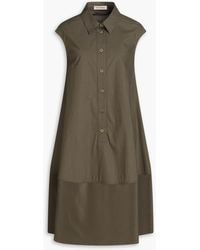 Gentry Portofino - Crepe-paneled Cotton-poplin Midi Shirt Dress - Lyst