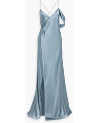 Michelle Mason - Draped Silk-Satin Wrap Gown - Lyst