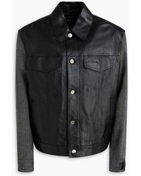 Versace - Wool-Blend Tweed-Paneled Leather Jacket - Lyst