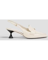 Tory Burch - Logo-embellished Leather Slingback Pumps - Lyst