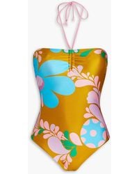 Zimmermann - Floral-print Halterneck Swimsuit - Lyst