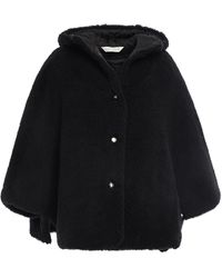 Mackintosh Wool-fleece Hooded Cape Black