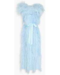 Huishan Zhang - Angelina Off-the-shoulder Feather-trimmed Silk-organza Midi Dress - Lyst