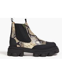 Ganni - Croc-effect Leather Chelsea Boots - Lyst