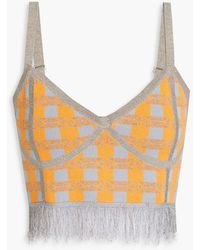 Baum und Pferdgarten - Cypress Cropped Checked Jacquard-knit Top - Lyst