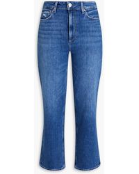 PAIGE - Sarah Cropped Distressed High-rise Straight-leg Jeans - Lyst