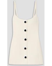 Area - Button-Embellished Paneled Wool-Twill Mini Dress - Lyst