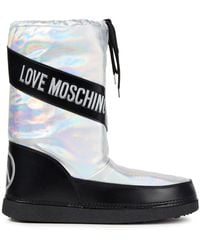 Love Moschino Appliquéd Faux Leather Snow Boots - Metallic