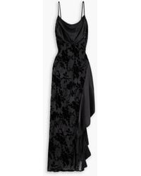 Rodarte - Asymmetric Draped Ruffled Satin And Devoré-velvet Midi Dress - Lyst