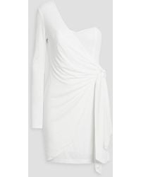 Halston - Ashlynn One-sleeve Wrap-effect Draped Mini Dress - Lyst