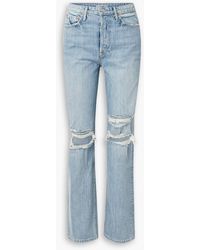 GRLFRND - Mica Distressed High-rise Straight-leg Jeans - Lyst