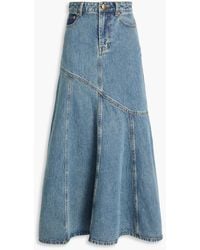 Zimmermann - Denim Midi Skirt - Lyst