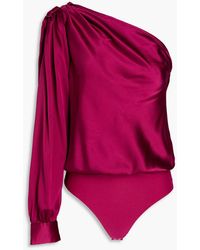 Cami NYC - Violette One-sleeve Gathered Silk-blend Satin Bodysuit - Lyst