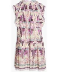 Sea - Naya Pleated Printed Woven Mini Dress - Lyst