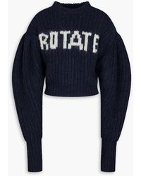 ROTATE BIRGER CHRISTENSEN - Adley Ribbed Intarsia Wool-blend Sweater - Lyst