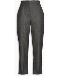 Brunello Cucinelli - Bead-embellished Checked Wool Straight-leg Pants - Lyst