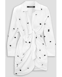 Jacquemus - Bahia Brodée Twist-front Embellished Twill Mini Dress - Lyst