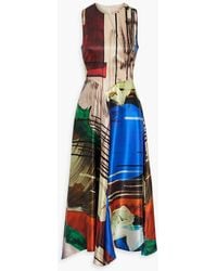 ROKSANDA - Printed Silk-satin Midi Dress - Lyst